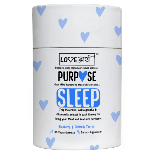 LoveArth SLEEP Gummies for Men & Women | Non Habit Forming | 7 Mg Melatonin, Ashwagandha, Chamomile Extract & More | Improves Deep Sleep | Eases Jet Lag | No Added Sugar | 30 Purpose Gummies